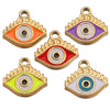 Metal Jewelry Accessories Pendant With Enamel Drop Oil Process Round And Peach Heart Shaped Devil's Eye Pattern For Bracelet Necklace Sweater Chain