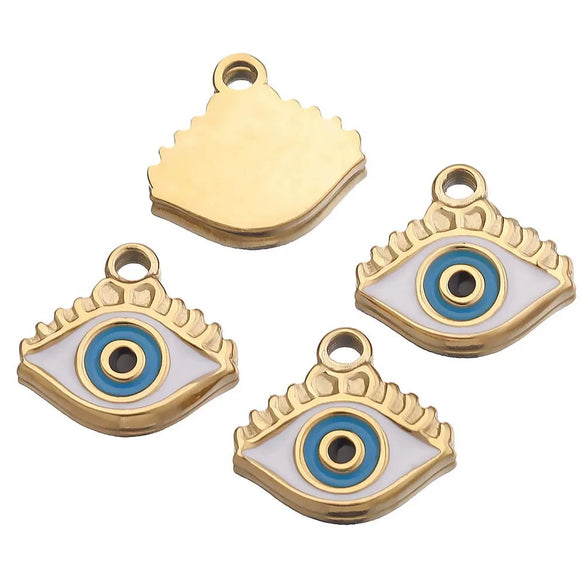 Metal Jewelry Accessories Pendant With Enamel Drop Oil Process Round And Peach Heart Shaped Devil's Eye Pattern For Bracelet Necklace Sweater Chain