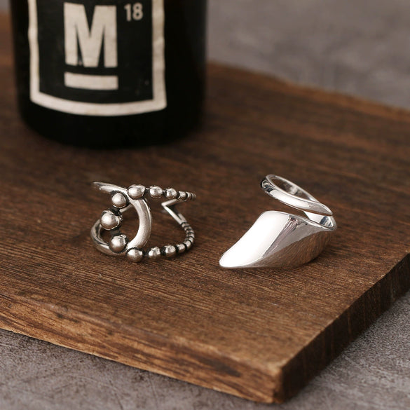 Metal Jewelry Open Couple Ring Punk Retro Style Heart Shape Alloy Electroplated