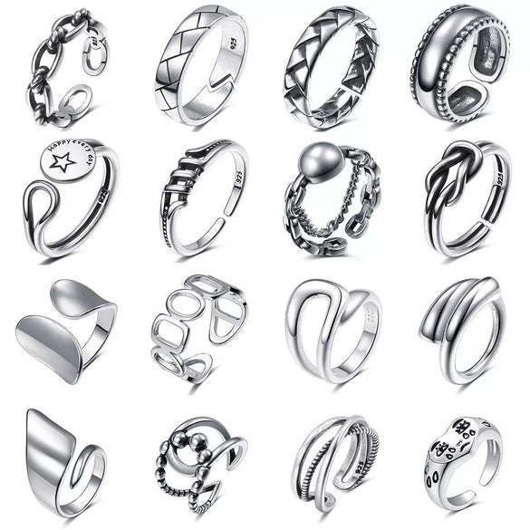 Metal Jewelry Open Couple Ring Punk Retro Style Heart Shape Alloy Electroplated