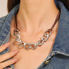 Metal Jewelry Set Electroplating Ins Style Regular Chain Necklace Earrings Hand Accessories Punk Hip Hop For Women