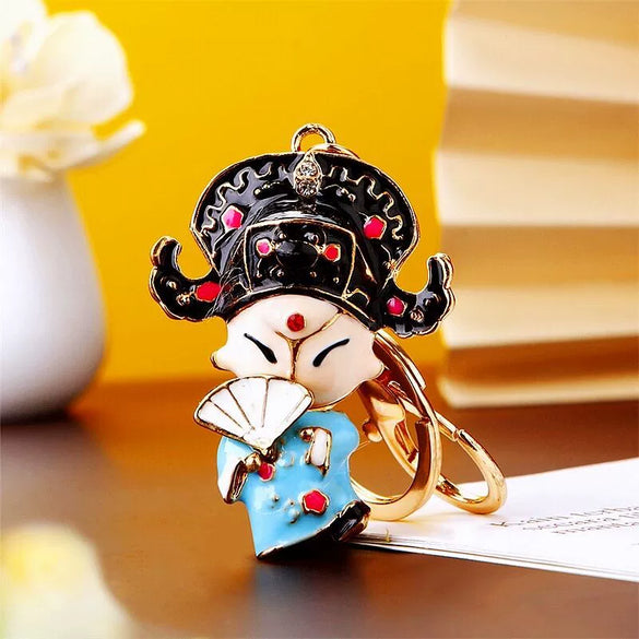 Metal Key Chain Ring With Hua Dan Wu Sheng Styling For Women's Bag Pendant Creative Gift