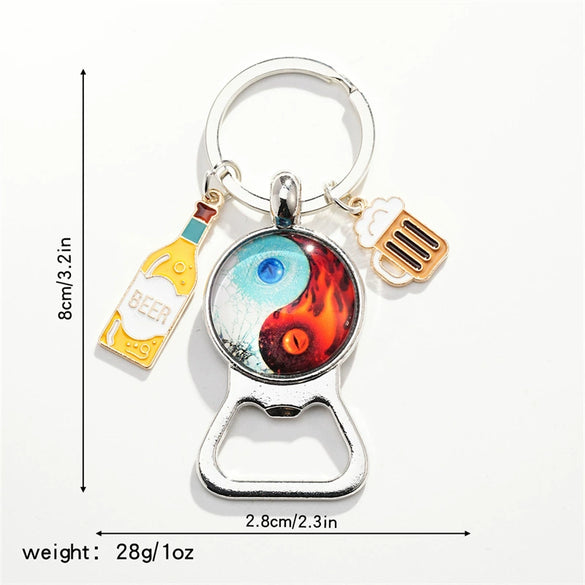 Metal Keychain Pendant With Tai Chi Gossip Pattern And Electroplating Design Fashion Style