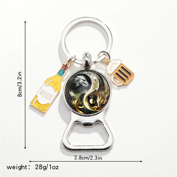 Metal Keychain Pendant With Tai Chi Gossip Pattern And Electroplating Design Fashion Style
