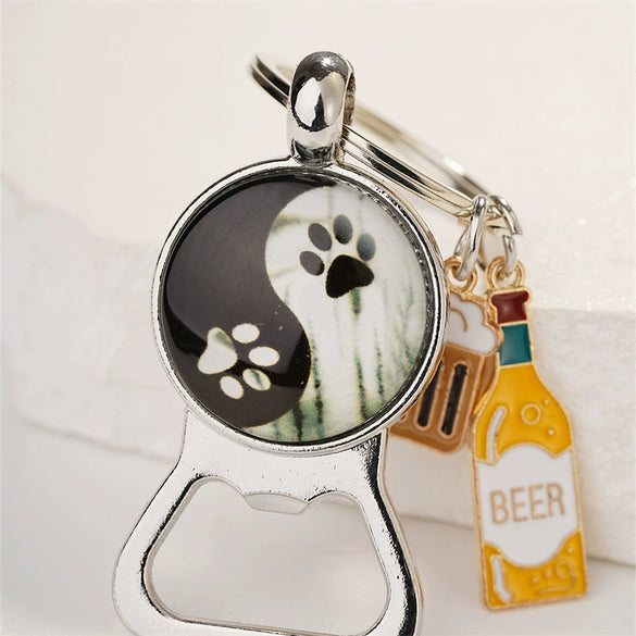 Metal Keychain Pendant With Tai Chi Gossip Pattern And Electroplating Design Fashion Style