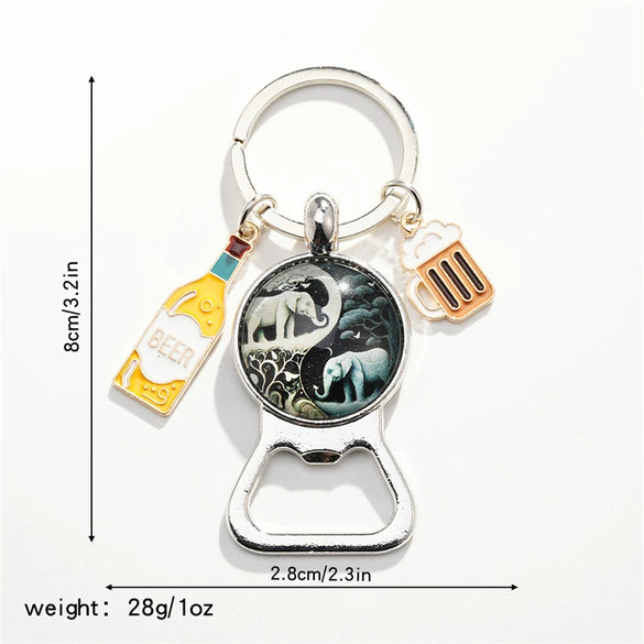 Metal Keychain Pendant With Tai Chi Gossip Pattern And Electroplating Design Fashion Style