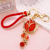 Metal Keychain With Rhinestone Moonstone Tulip And Rose Design For Women