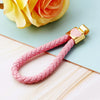 Metal Keychain With Rhinestone Moonstone Tulip And Rose Design For Women