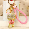 Metal Kitten Patterned Braided Rope Keychain