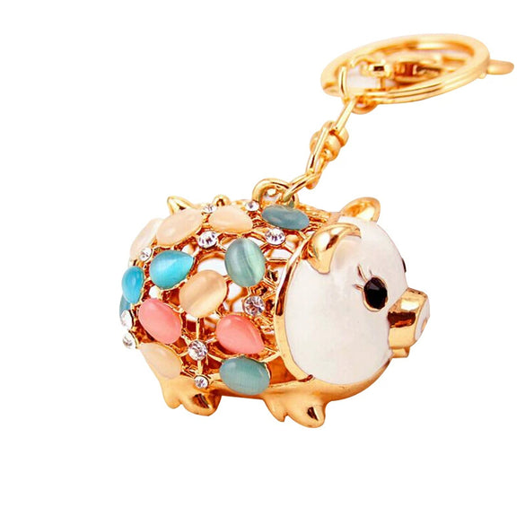 Metal Lamb Rhinestone Keychain Bag Pendant