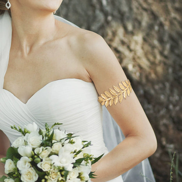 Metal Leaf Arm Ring Bracelet Plants And Flowers Style Electroplating