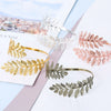 Metal Leaf Armband Bracelet With Plant Flowers Style And Electroplating Treatment
