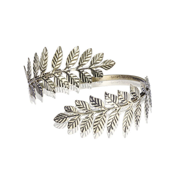 Metal Leaf Armband Bracelet With Plant Flowers Style And Electroplating Treatment