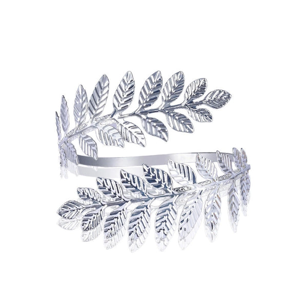Metal Leaf Armband Bracelet With Plant Flowers Style And Electroplating Treatment