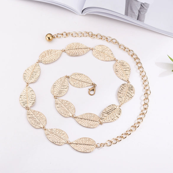 Metal Leaf Belt Waist Chain Female Dress Accessories