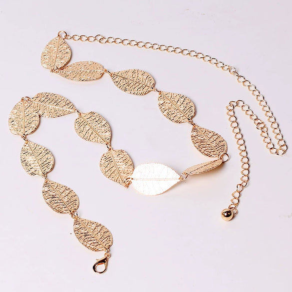 Metal Leaf Belt Waist Chain Female Dress Accessories