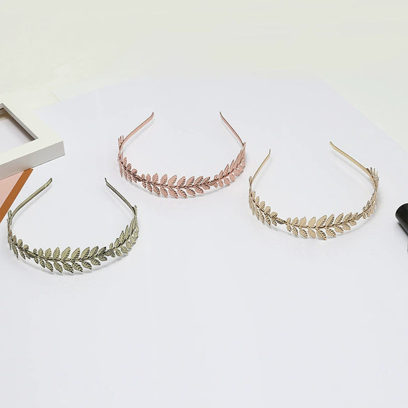 Metal Leaf Headbands Baroque Style Electroplated Hair Accessories