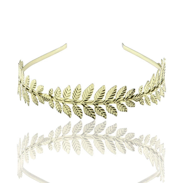 Metal Leaf Headbands Baroque Style Electroplated Hair Accessories