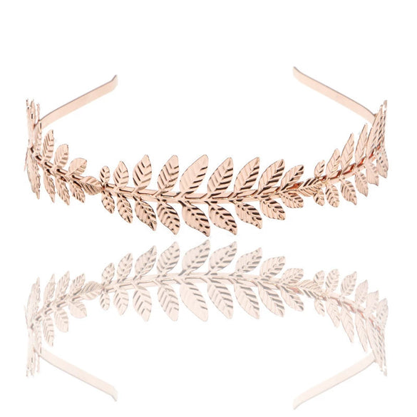 Metal Leaf Headbands Baroque Style Electroplated Hair Accessories