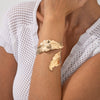 Metal Leaf Winding Exaggerated Wide Spring Opening Bracelet For Women Iron Electroplated Highend Design