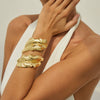 Metal Leaf Winding Exaggerated Wide Spring Opening Bracelet For Women Iron Electroplated Highend Design