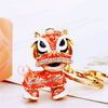 Metal Lion Rhinestone Creative Female Car Keychain Gift