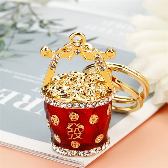 Metal Lion Rhinestone Creative Female Car Keychain Gift