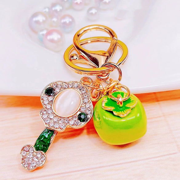 Metal Lion Rhinestone Creative Female Car Keychain Gift