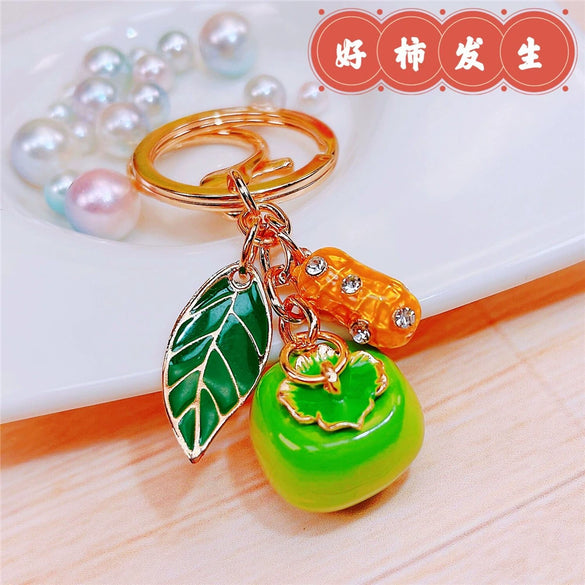 Metal Lion Rhinestone Creative Female Car Keychain Gift