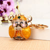 Metal Lion Rhinestone Creative Female Car Keychain Gift