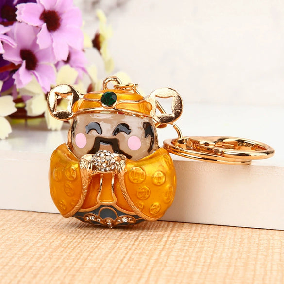 Metal Lion Rhinestone Creative Female Car Keychain Gift
