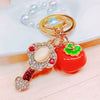 Metal Lion Rhinestone Creative Female Car Keychain Gift
