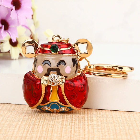 Metal Lion Rhinestone Creative Female Car Keychain Gift