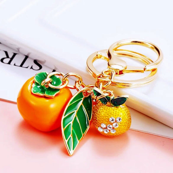 Metal Lion Rhinestone Creative Female Car Keychain Gift
