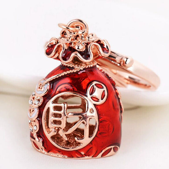 Metal Lion Rhinestone Creative Female Car Keychain Gift