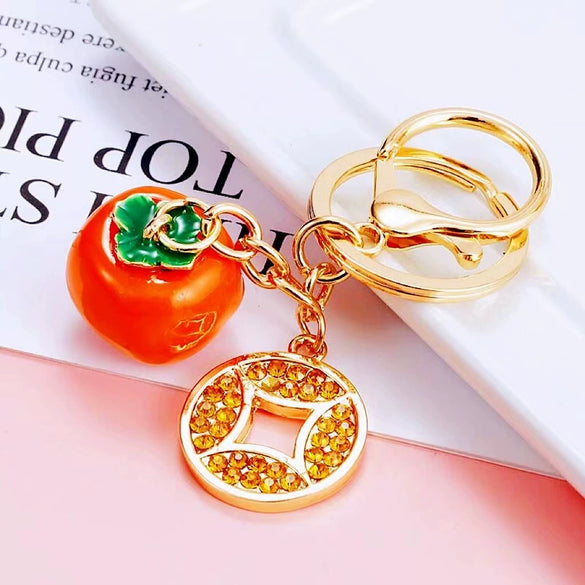 Metal Lion Rhinestone Creative Female Car Keychain Gift