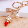 Metal Lipstick High Heels Car Keychain Women's Bag Pendant With Diamond For Gifts