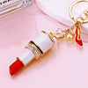 Metal Lipstick High Heels Car Keychain Women's Bag Pendant With Diamond For Gifts