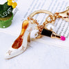 Metal Lipstick High Heels Car Keychain Women's Bag Pendant With Diamond For Gifts