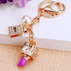 Metal Lipstick High Heels Car Keychain Women's Bag Pendant With Diamond For Gifts