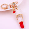 Metal Lipstick High Heels Car Keychain Women's Bag Pendant With Diamond For Gifts
