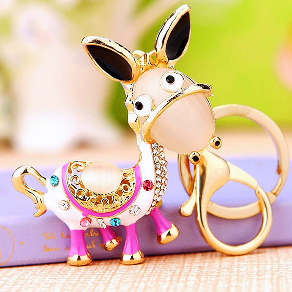 Metal Little Donkey Keychain For Women Diamondencrusted Bag Pendant