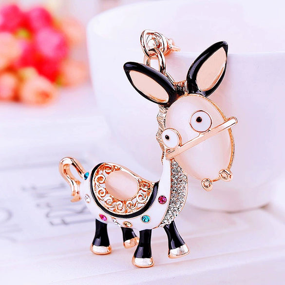 Metal Little Donkey Keychain For Women Diamondencrusted Bag Pendant