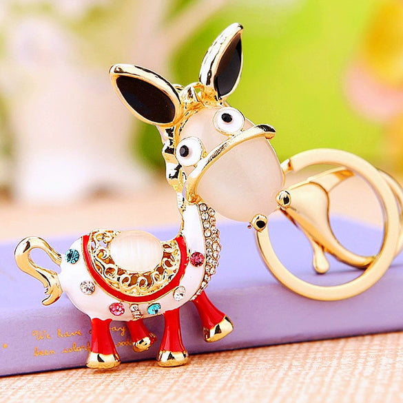 Metal Little Donkey Keychain For Women Diamondencrusted Bag Pendant