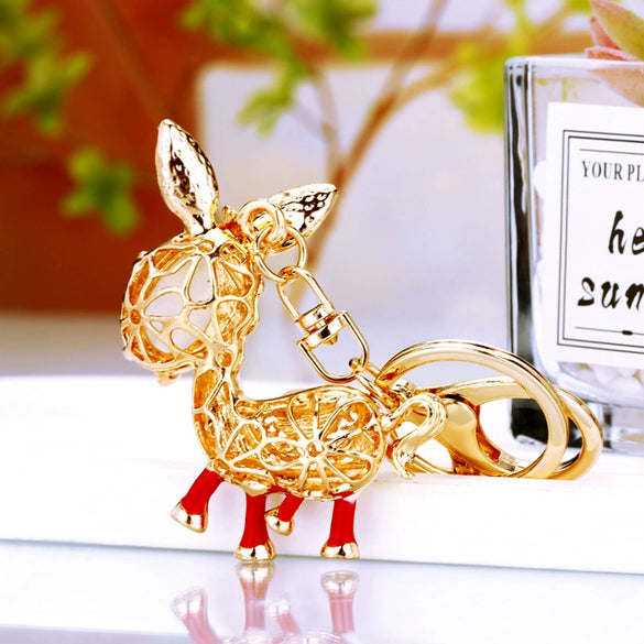 Metal Little Donkey Keychain For Women Diamondencrusted Bag Pendant