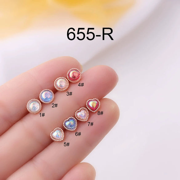 Metal Love Ear Nail Electroplating Heart Pattern Women's Fashion Puncture Earrings