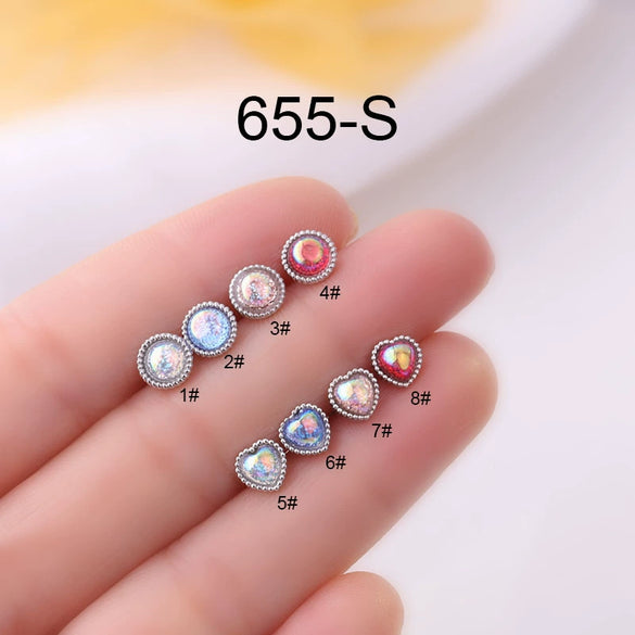 Metal Love Ear Nail Electroplating Heart Pattern Women's Fashion Puncture Earrings