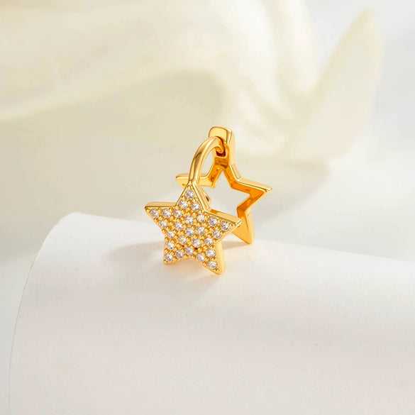Metal Microencrusted Zircon Fivepointed Star Geometric Sweet Style Electroplated Women's Earrings