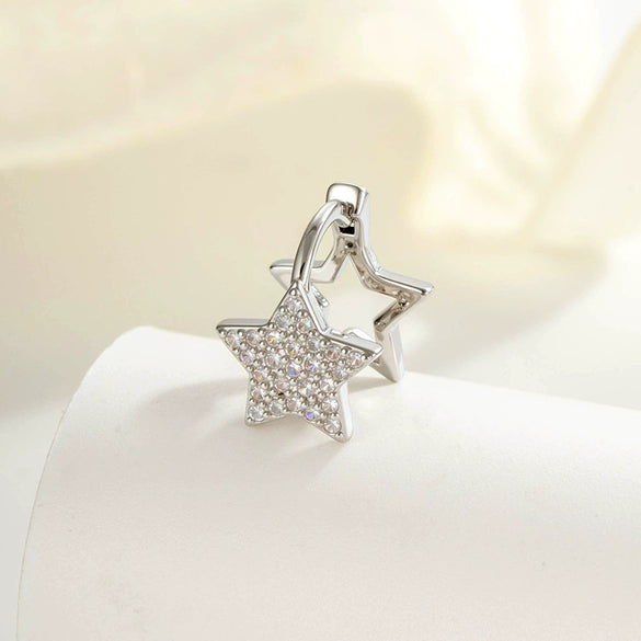 Metal Microencrusted Zircon Fivepointed Star Geometric Sweet Style Electroplated Women's Earrings