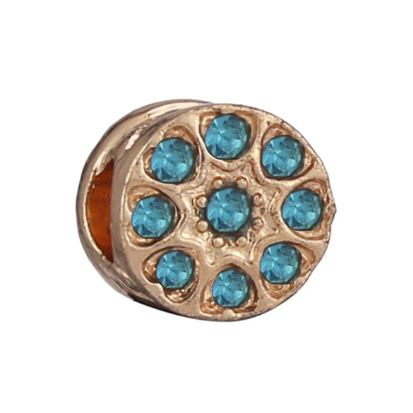 Metal Microinlaid Totem Pattern Large Hole Beads Jewelry Accessories For Girls' Fashion Bracelet With Electroplating Treatment